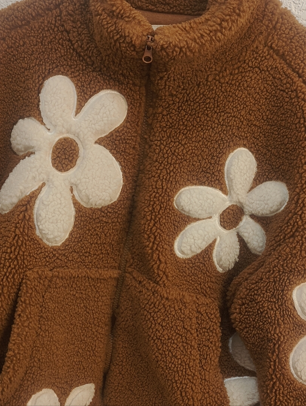 Thread & Supply High Pile Fleece Floral Jacket, Size Large - Picture 3 of 5